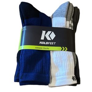Kold Feet Mens Athletic Crew Socks, six pairs